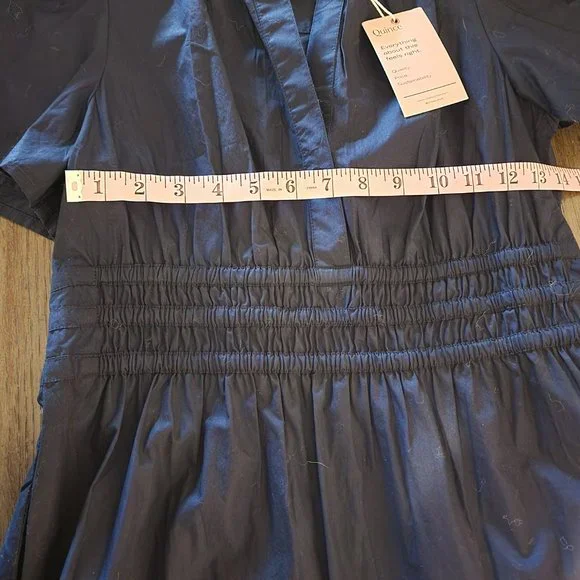 Quince 100% Organic Cotton Tiered Maxi Dress NWT Navy Small - Picture 3 of 6